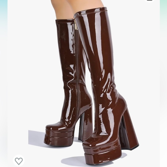 Cape Robbin Brown Platform Knee Boots - Picture 2 of 11